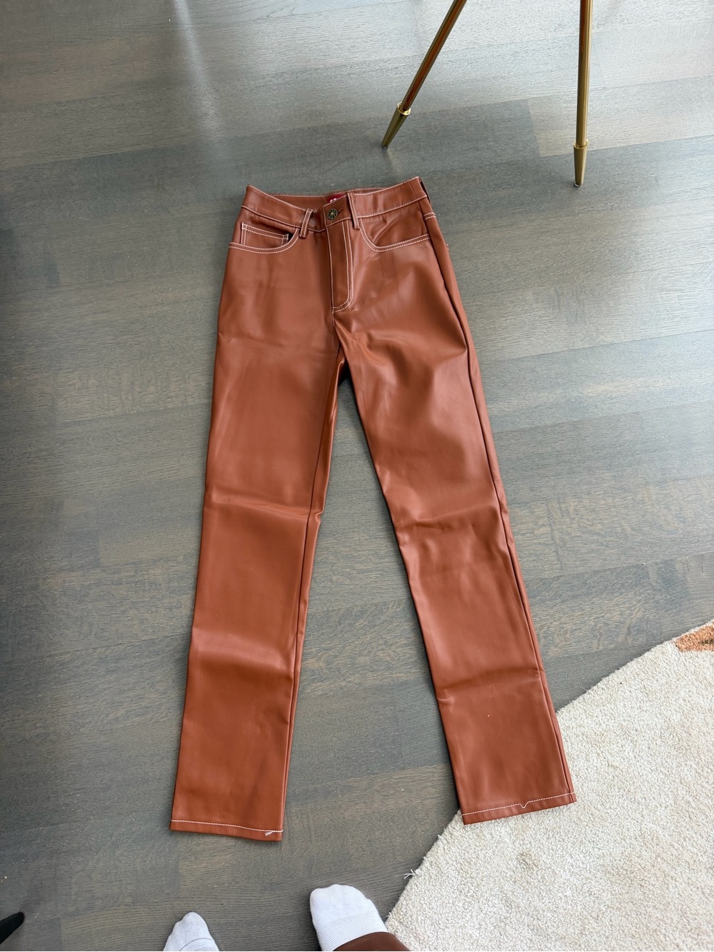 Staud Vegan Leather Straight-Leg Jeans